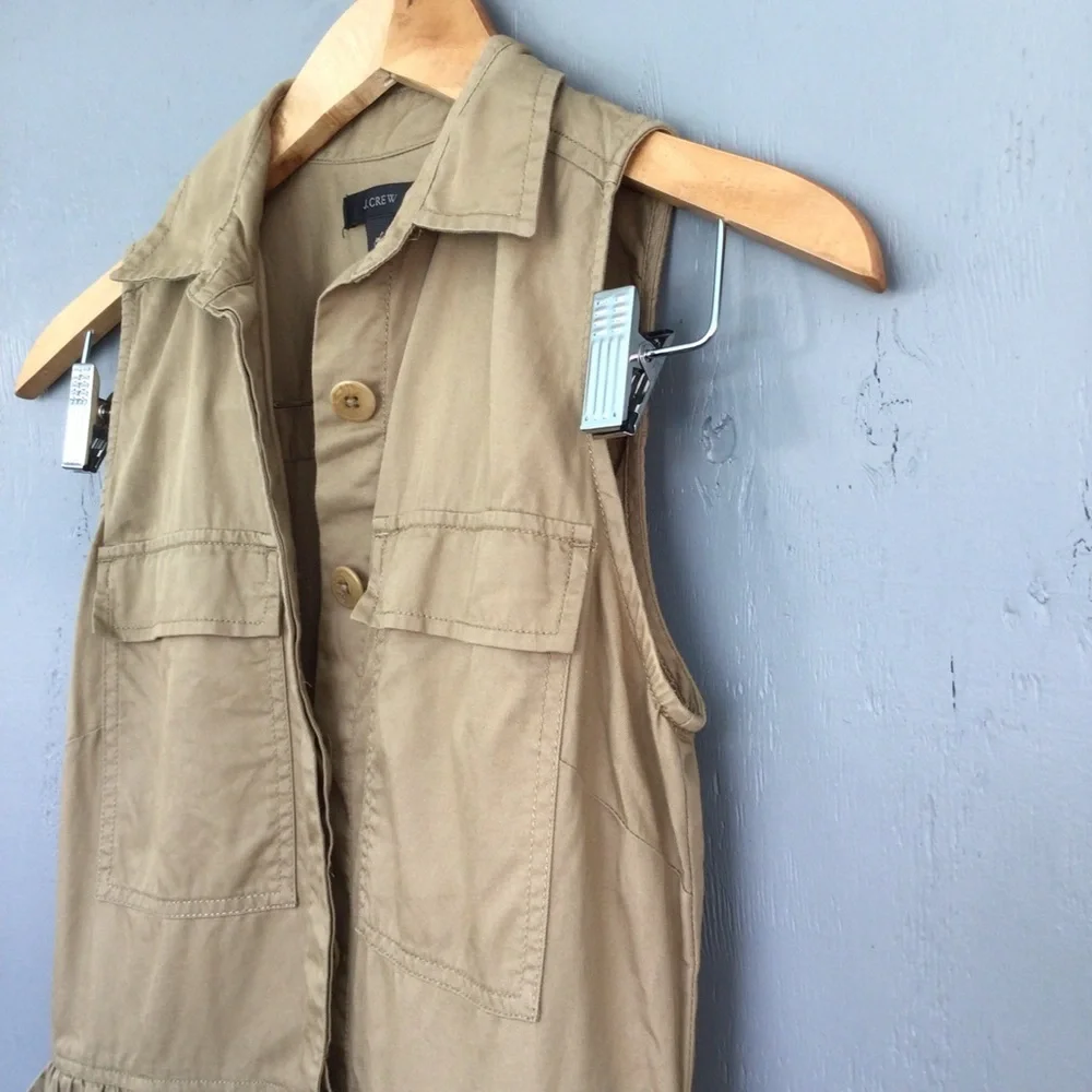 J. Crew Sleeveless Tiered Midi Dress in Tan
